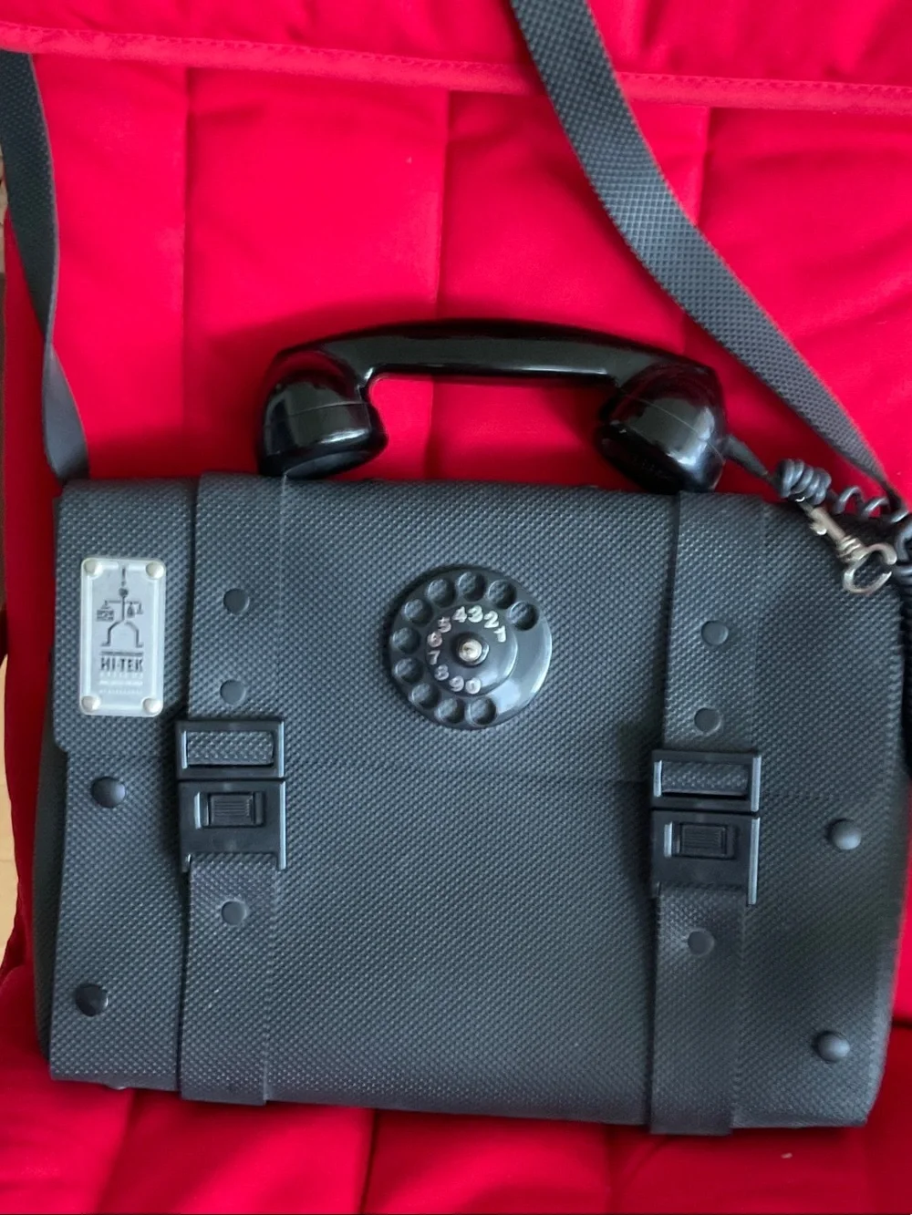 Black Retro Dial Messenger Bag for Men